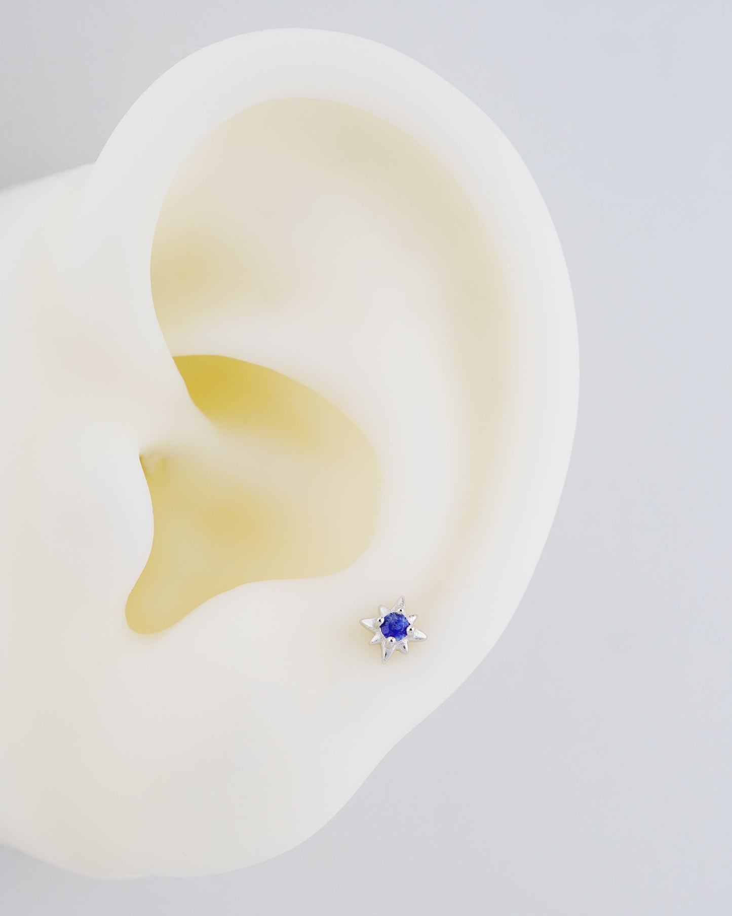 1 pc of Natural Lapis Lazuli Starburst Sterling Silver Stud Earring in Rhodium or 18ct Gold Plated