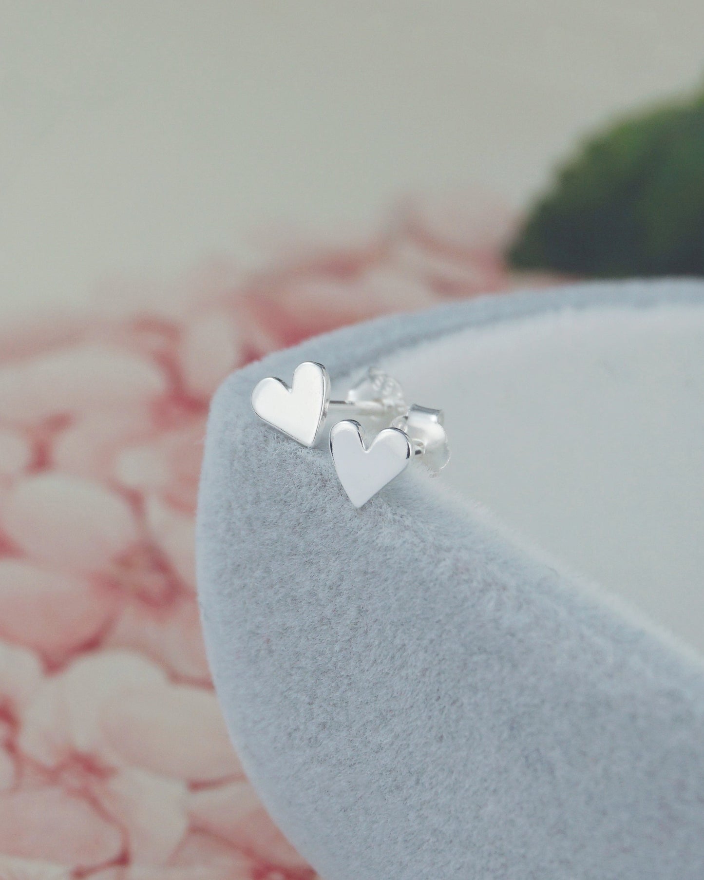 Pair of Tiny Sterling Silver Heart Stud Earrings, Dainty Cute Jewelry for Girls