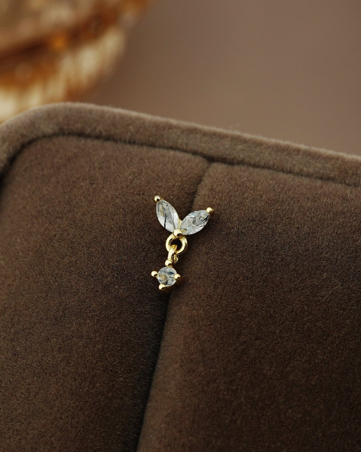 1 pc of Natural Black Rutile Quartz Sterling Silver Stud Earring in 18ct Gold Plated, Double Marquise Design