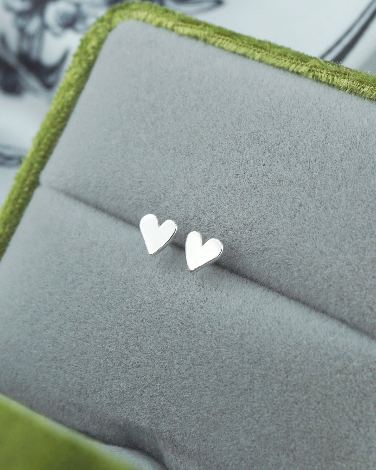 Pair of Tiny Sterling Silver Heart Stud Earrings, Dainty Cute Jewelry for Girls