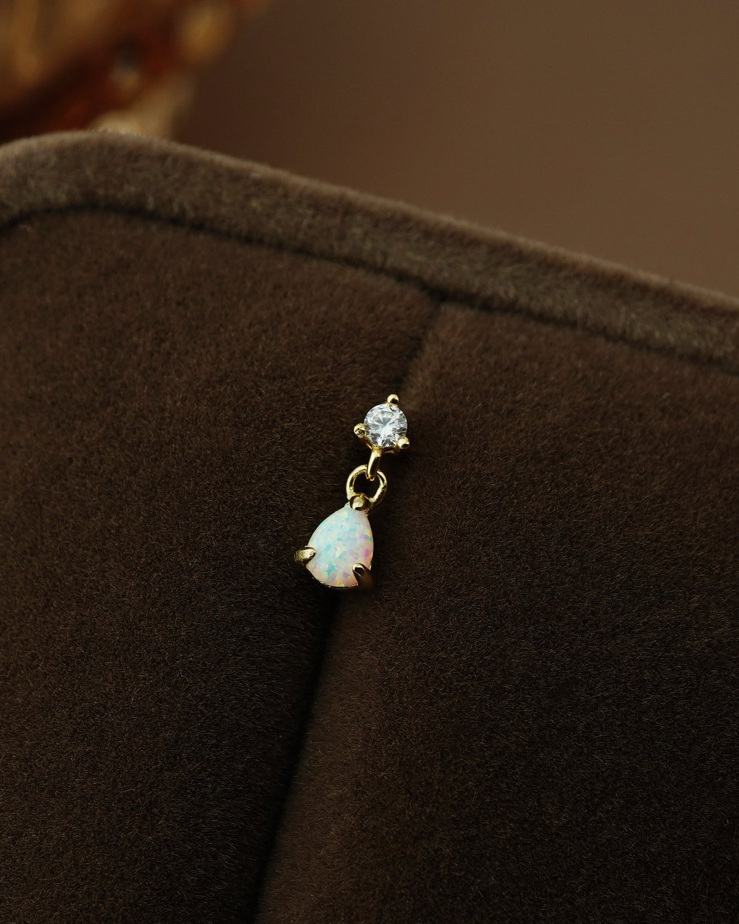 1 pc of Pear Shaped Fire Opal Sterling Silver Stud Earring in 18ct Gold Plated