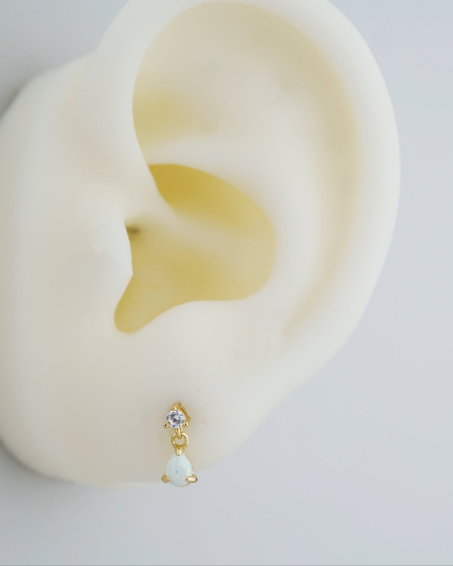 1 pc of Pear Shaped Fire Opal Sterling Silver Stud Earring in 18ct Gold Plated