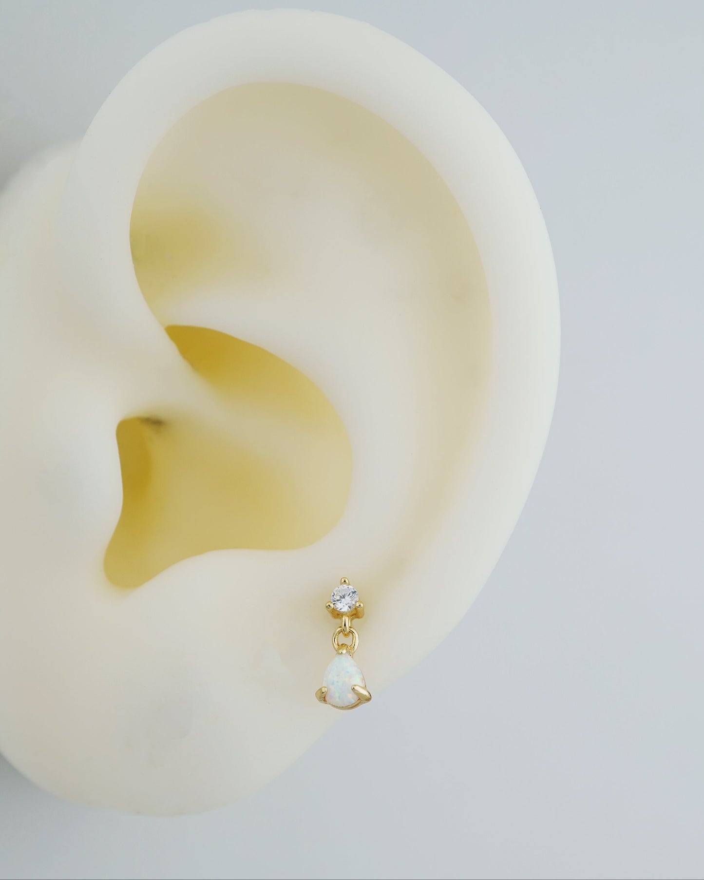 1 pc of Pear Shaped Fire Opal Sterling Silver Stud Earring in 18ct Gold Plated