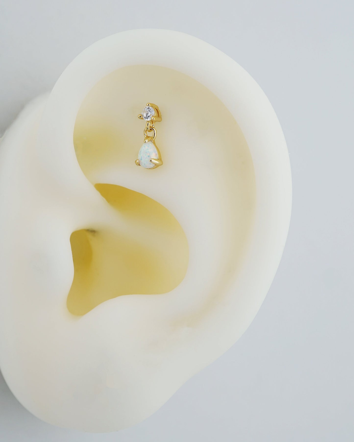 1 pc of Pear Shaped Fire Opal Sterling Silver Stud Earring in 18ct Gold Plated