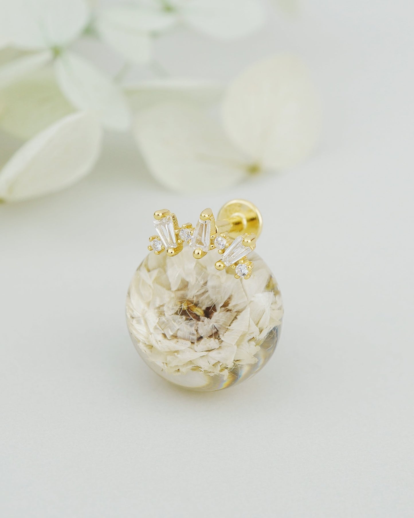 1 pc of Trapezoid CZ Crown Stud Earring with Flat Back, 18ct Gold Plated over Sterling Silver, 16G 6mm or 8mm Post