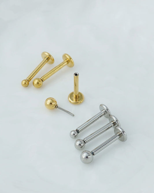 1 pc of Tiny Stainless Steel Ball Shape Push-in Stud Earring in Steel or Golden Finish, 3 Sizes