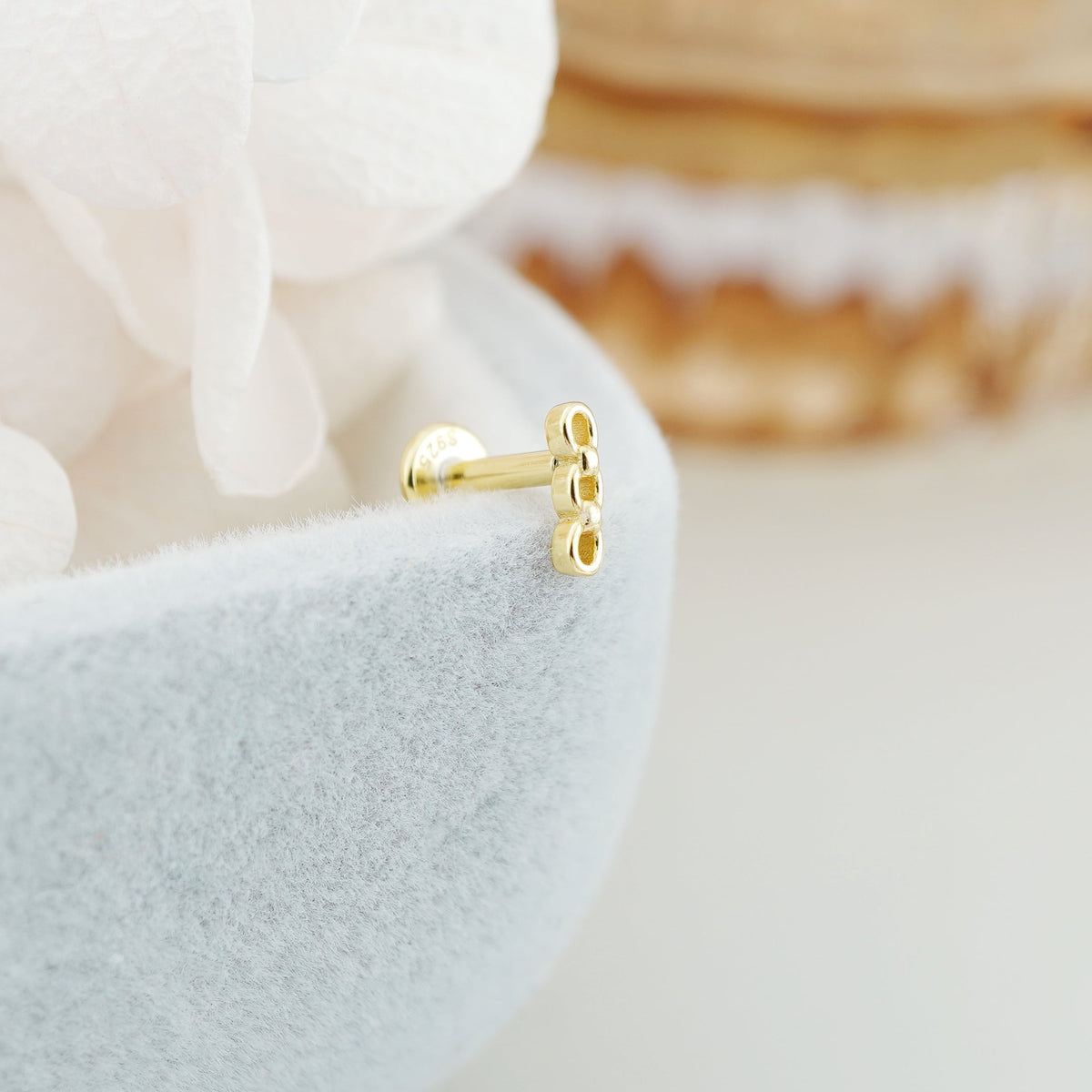 1 pc of Tiny Chain Link Stud Earring in Gold Plated Sterling Silver, Delicate Stacking Cartilage Helix Lobe Piercing Jewelry