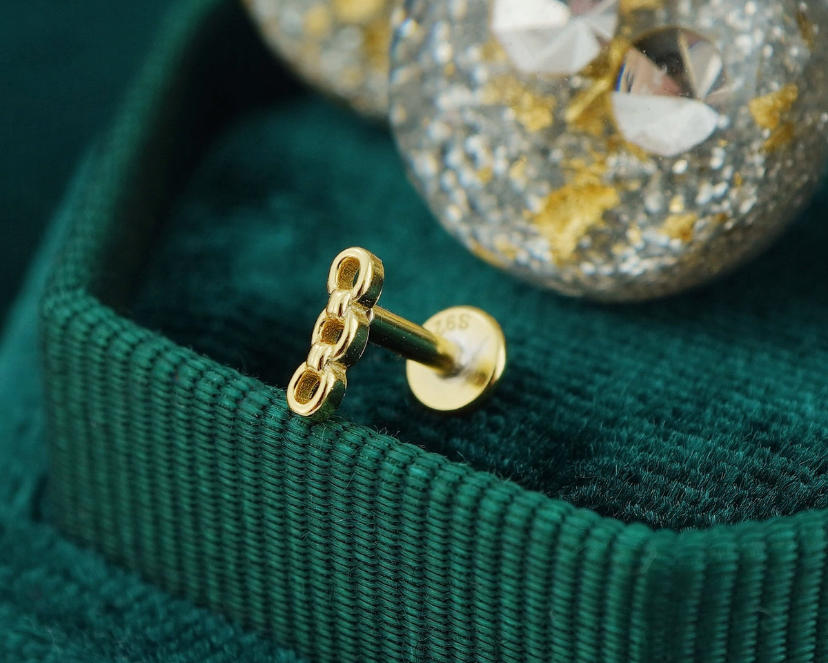 1 pc of Tiny Chain Link Stud Earring in Gold Plated Sterling Silver, Delicate Stacking Cartilage Helix Lobe Piercing Jewelry