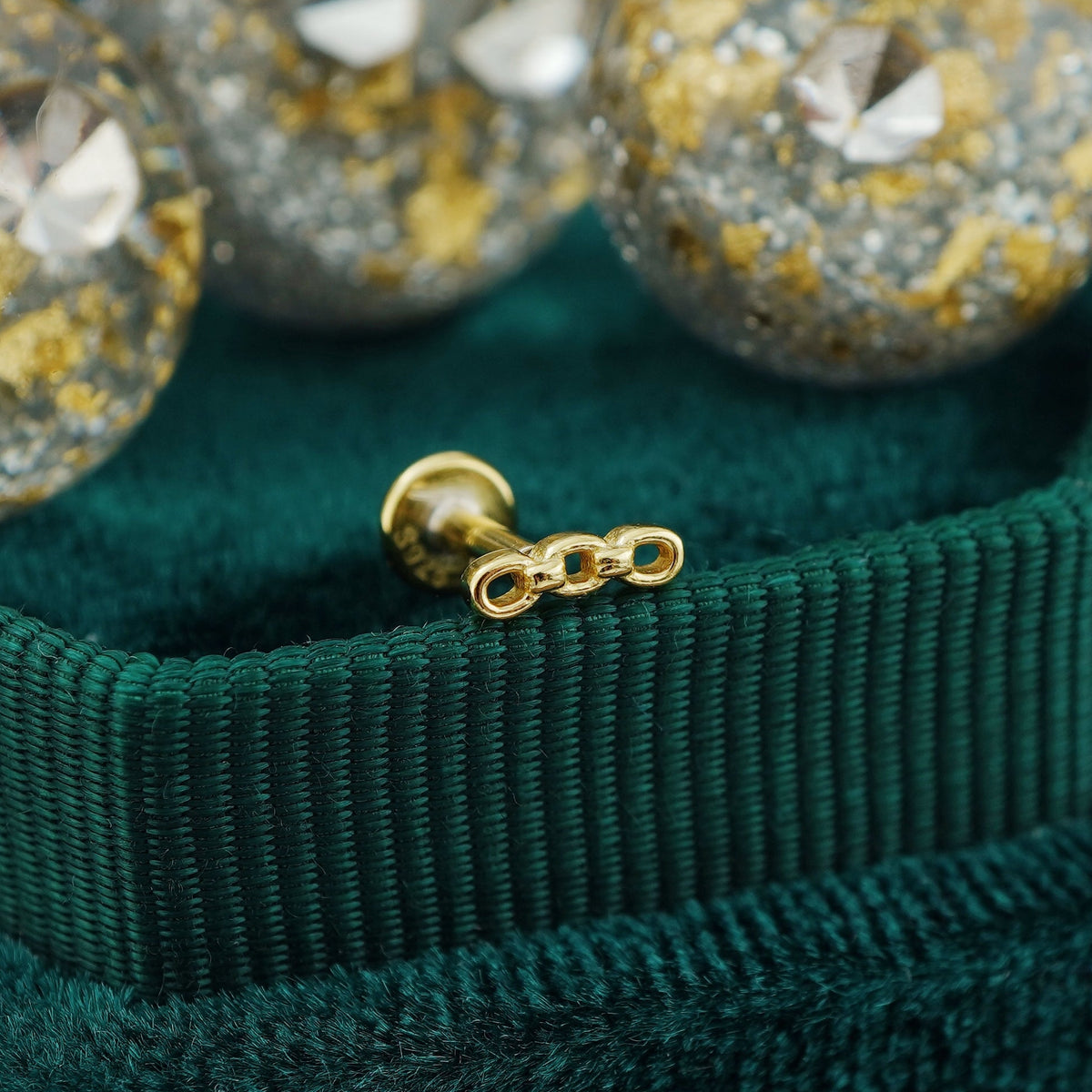 1 pc of Tiny Chain Link Stud Earring in Gold Plated Sterling Silver, Delicate Stacking Cartilage Helix Lobe Piercing Jewelry