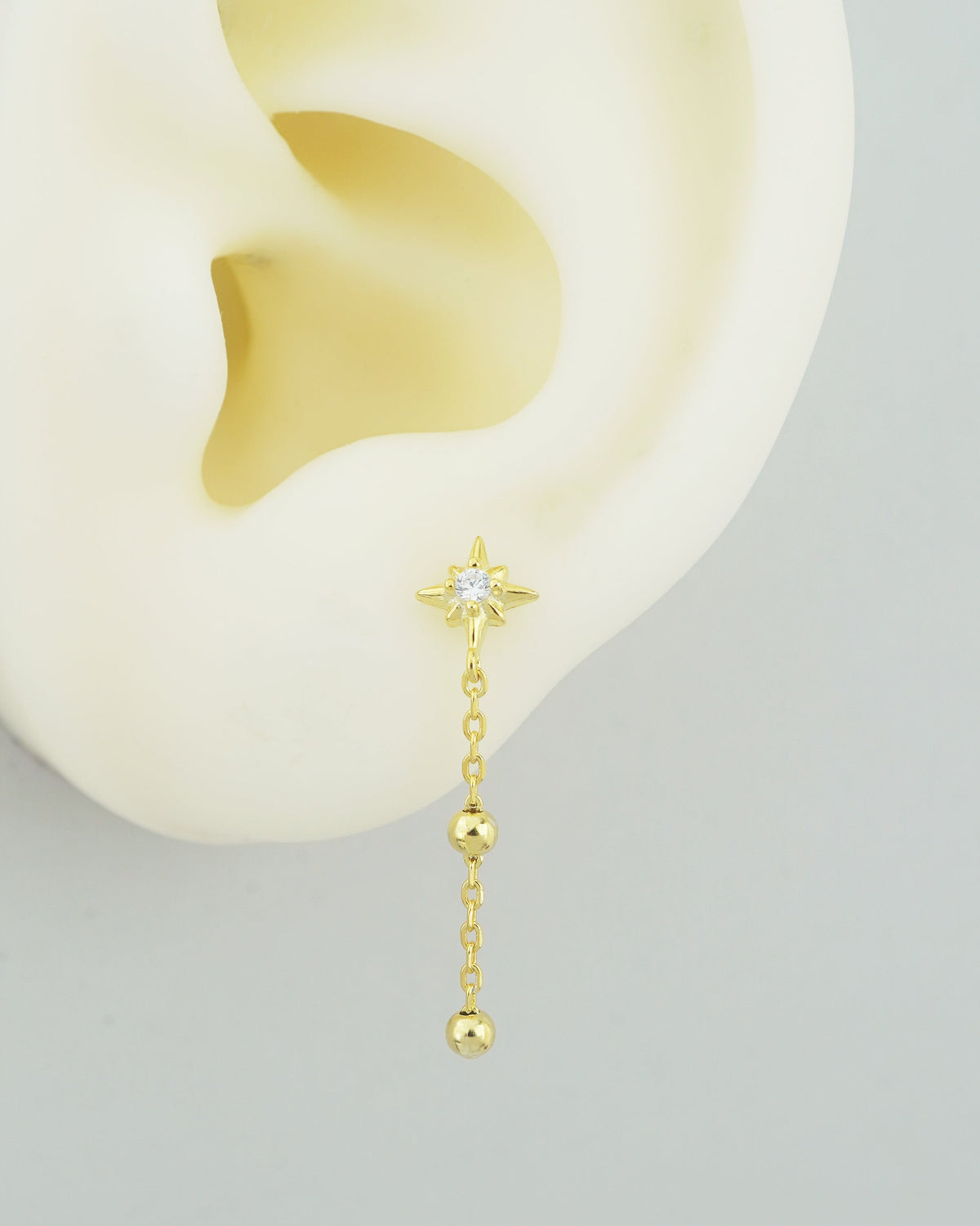 1 pc of CZ / Fire Opal Starburst Stud Earring in Gold Plated Sterling Silver, Delicate Stacking Cartilage Helix Lobe Piercing