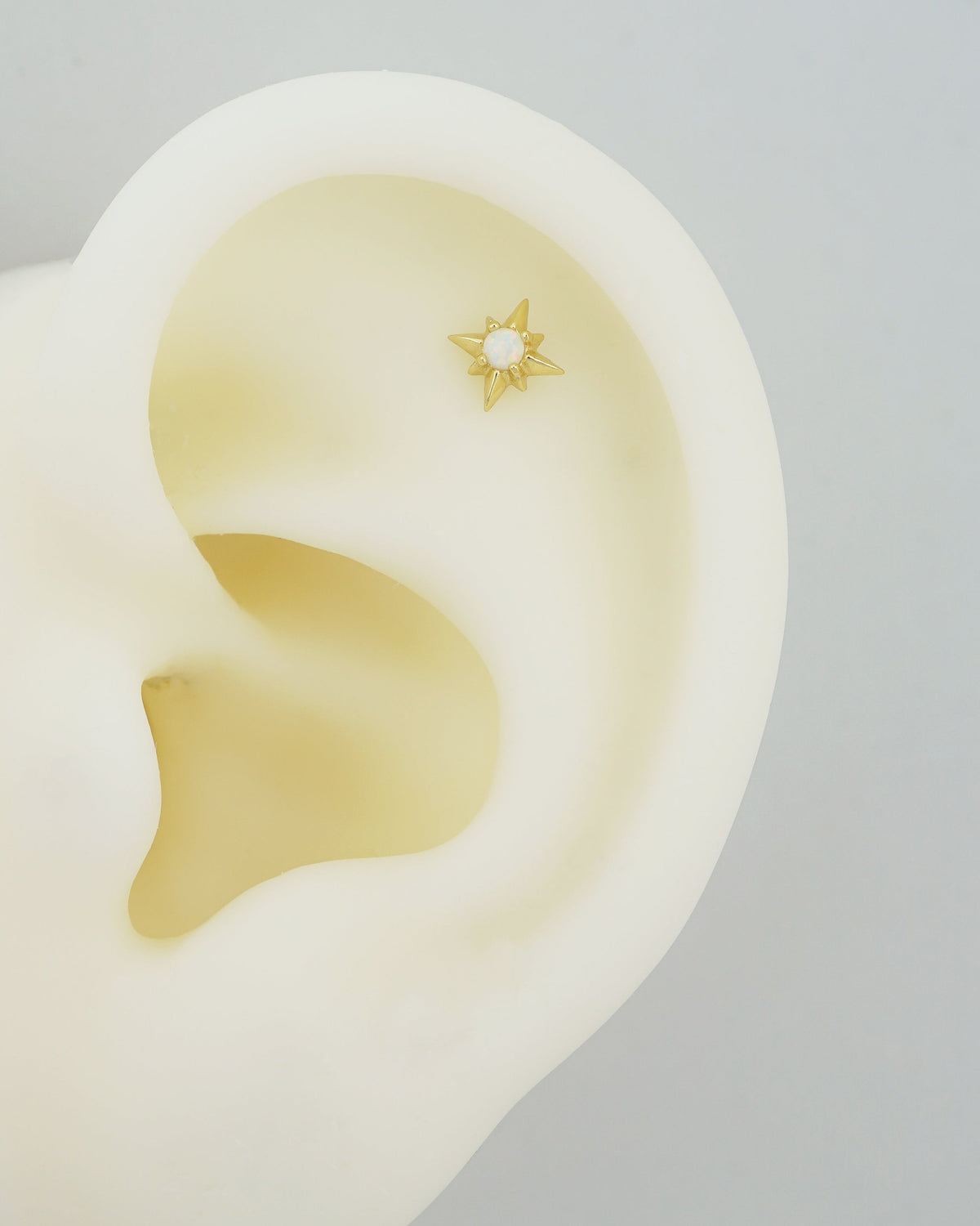 1 pc of CZ / Fire Opal Starburst Stud Earring in Gold Plated Sterling Silver, Delicate Stacking Cartilage Helix Lobe Piercing