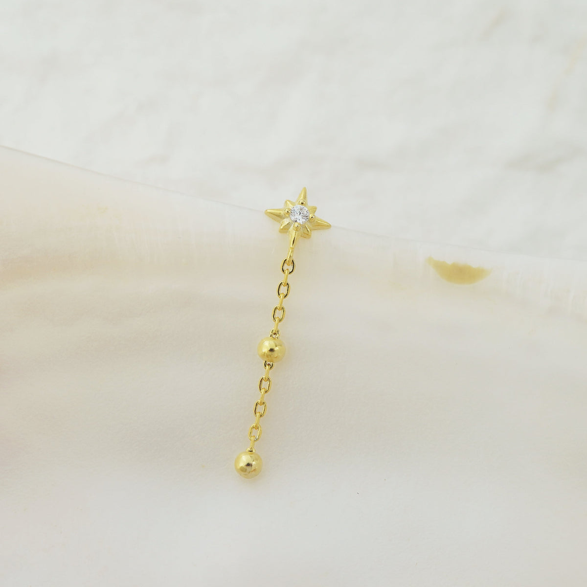 1 pc of CZ / Fire Opal Starburst Stud Earring in Gold Plated Sterling Silver, Delicate Stacking Cartilage Helix Lobe Piercing