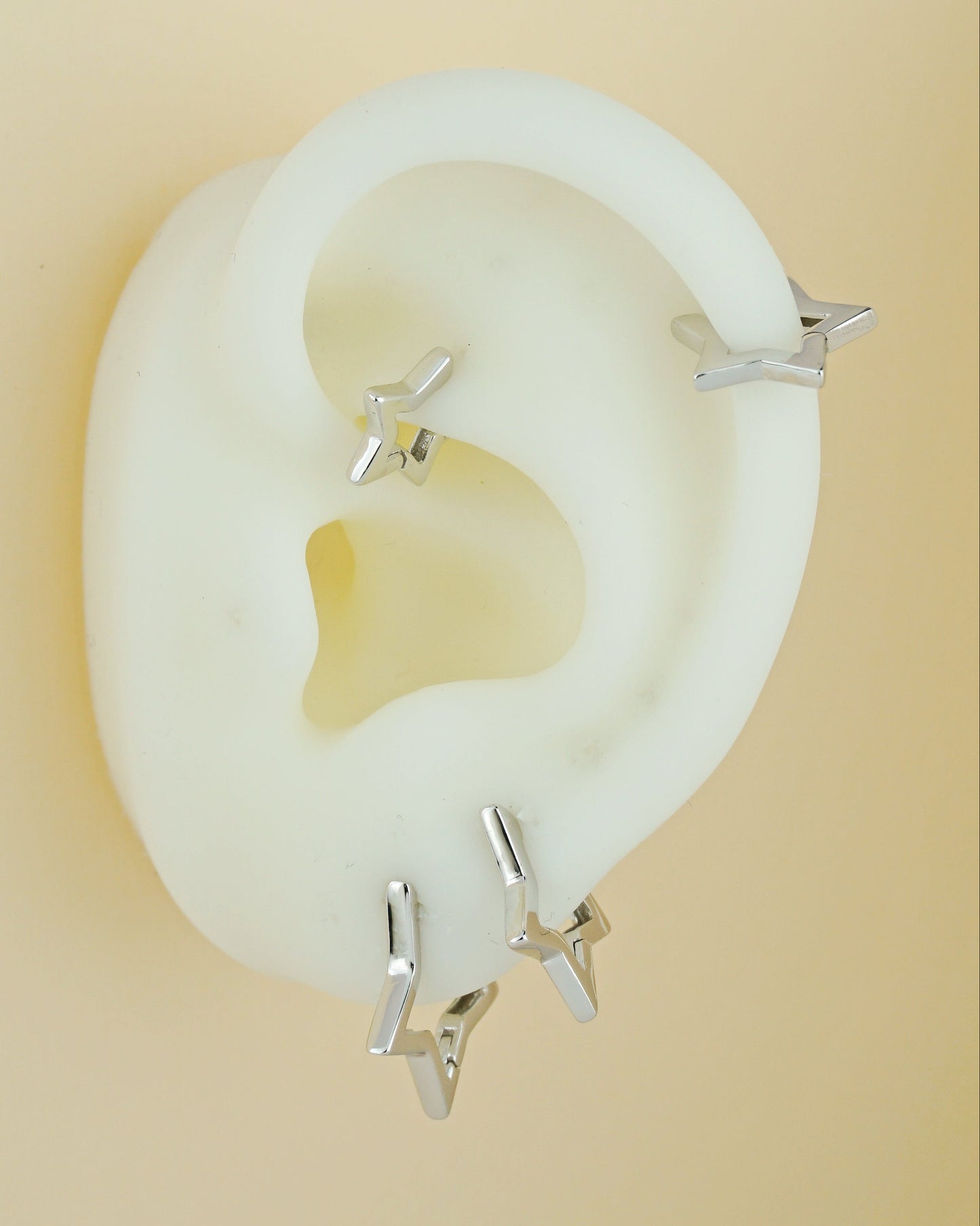 Pair of Star Huggie Hoop Earring in Sterling Silver or Plated Gold | 4 Loop Sizes Available