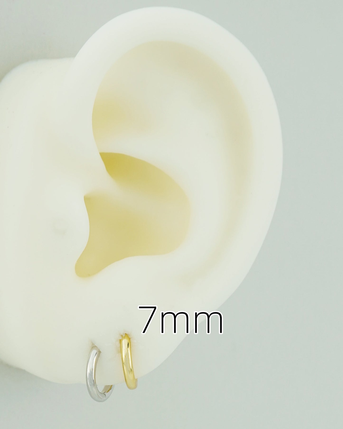 Pair of Tiny Round Edge Sterling Silver Huggie Hoop Earrings in Rhodium or 18ct Gold Plated, 3 Sizes