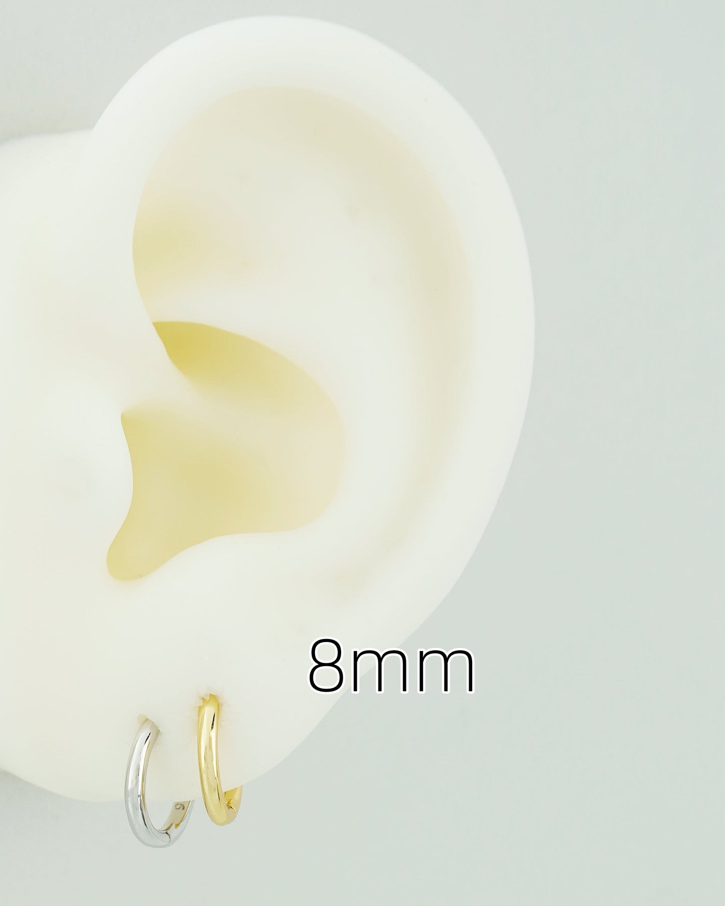 Pair of Tiny Round Edge Sterling Silver Huggie Hoop Earrings in Rhodium or 18ct Gold Plated, 3 Sizes