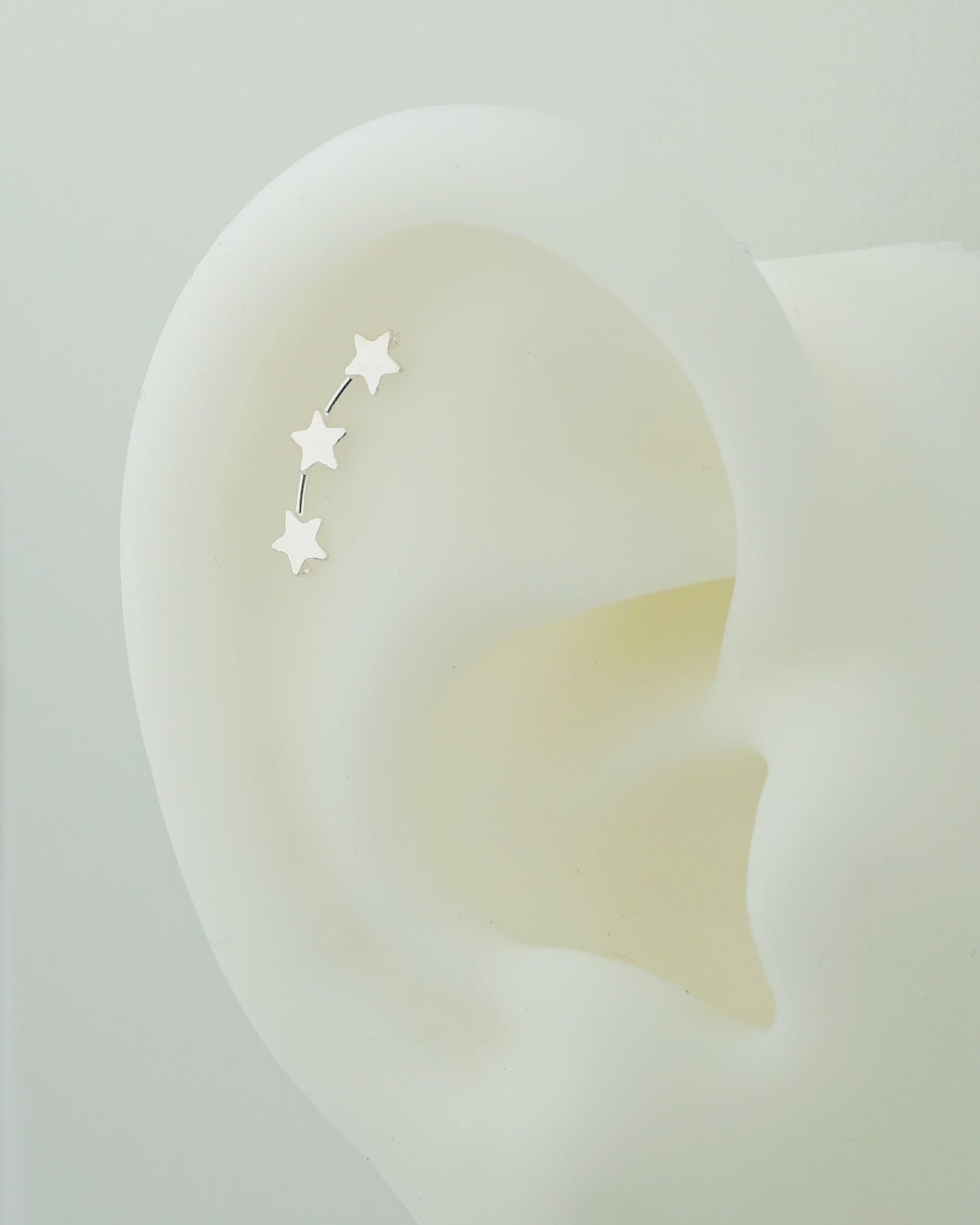 Pair of Tiny Trio Star Stud Earrings in Sterling Silver, 3 Small Stellar Climber, Mini Crawler