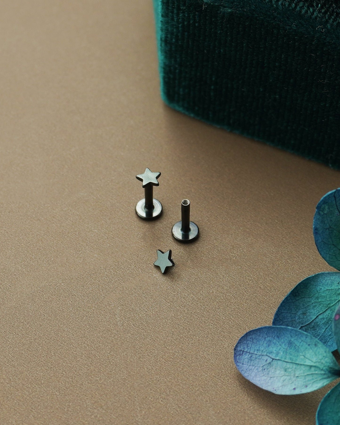 Tiny Star Stainless Steel Stud Earring in Steel, Black, Gold or Rose Gold, Flat Screw Back, 6mm or 8mm post