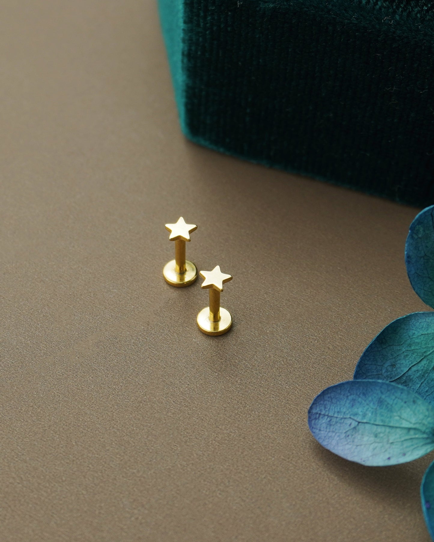 Tiny Star Stainless Steel Stud Earring in Steel, Black, Gold or Rose Gold, Flat Screw Back, 6mm or 8mm post