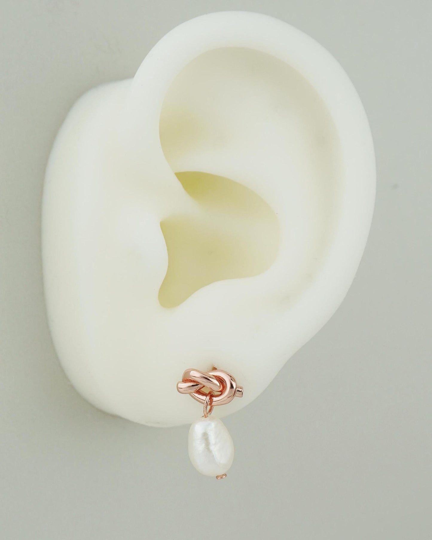 Pair of Natural Freshwater Baroque Pearl Stud Earrings in Sterling Silver, Rose or 18ct Gold Plated, Love Knot Wedding Bridesmaid Gift