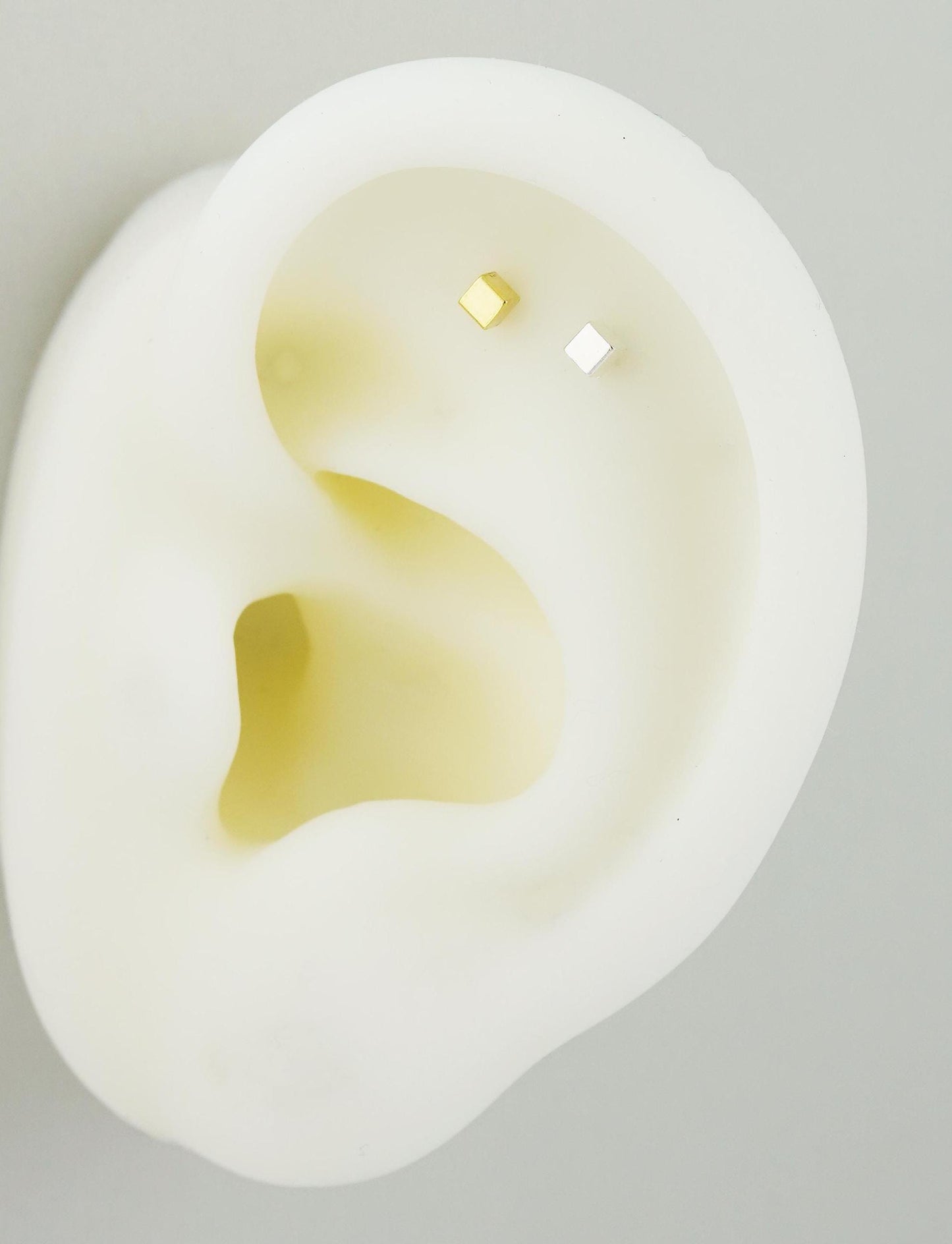 Pair of Tiny 2mm Square Cube Stud Earrings in Sterling Silver or 14ct Gold Plated