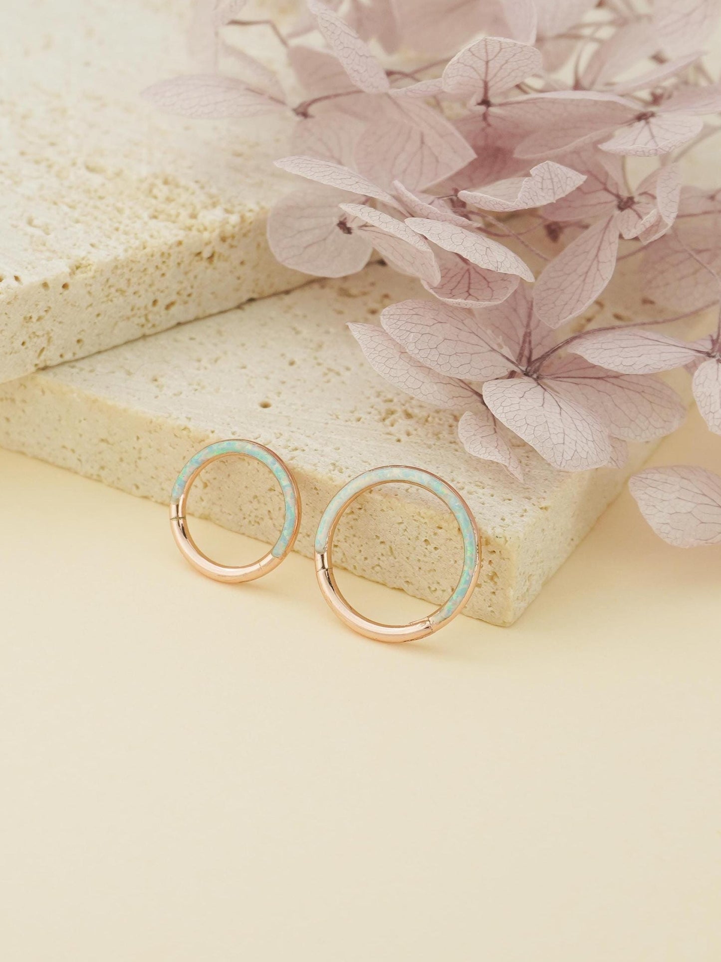 1 pc of 16G Hinged Opal Daith Ring, Stainless Steel Earring Hoop, 4 Colors, Helix Cartilage Segment Clicker, Nose Septum Piercing Jewelry