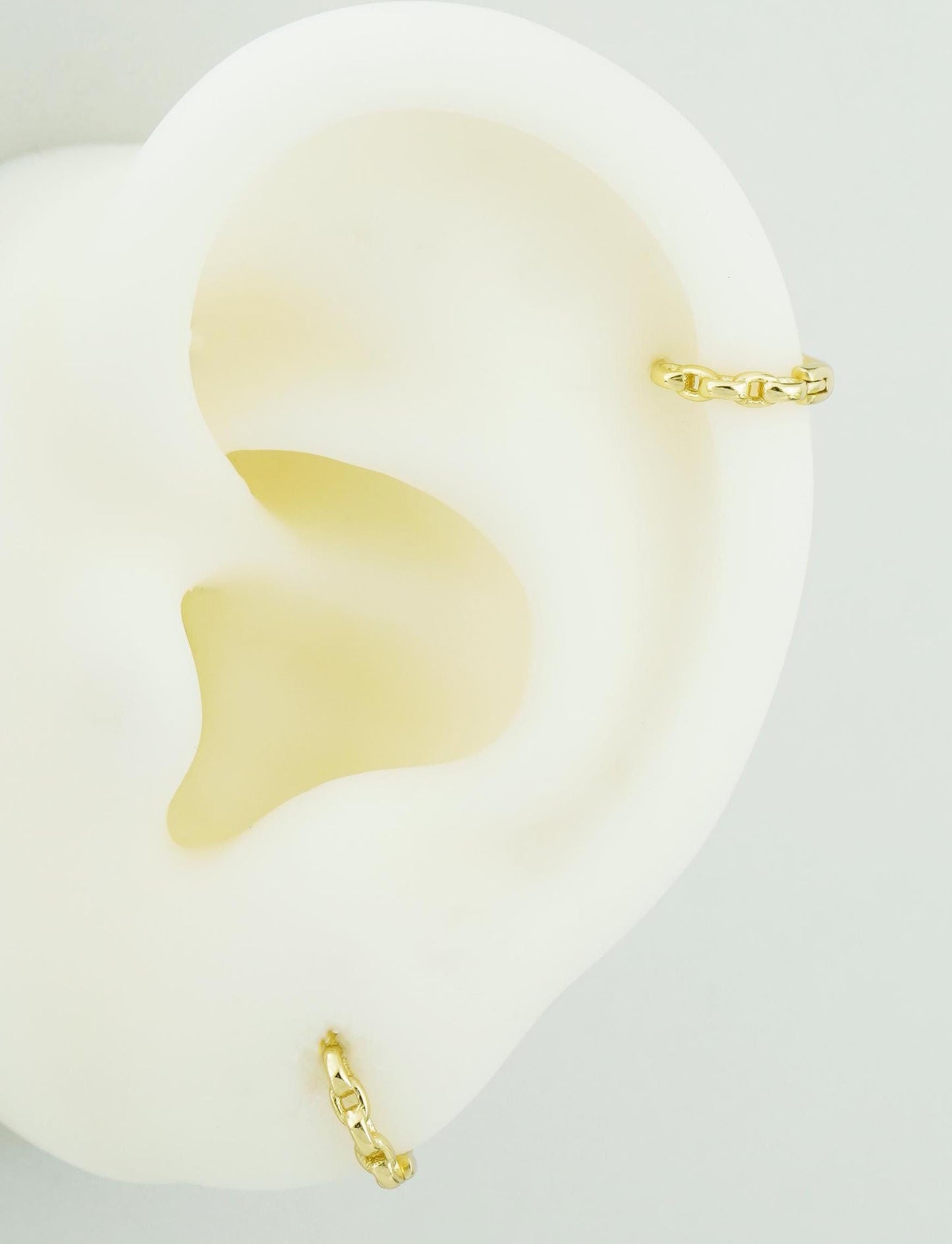 Pair of Tiny Snug Fit Chain Link Huggie Earrings in Sterling Silver or Plated Gold, Lightweight Hoops for Stacking