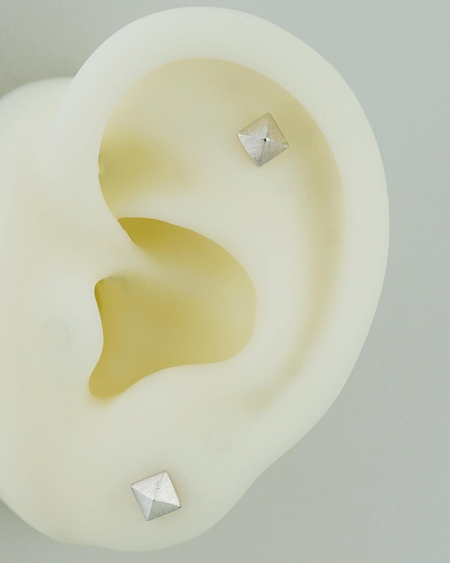 Pair of Sterling Silver Textured Pyramid Rivet Stud Earrings in Rhodium or 14ct Gold Plated