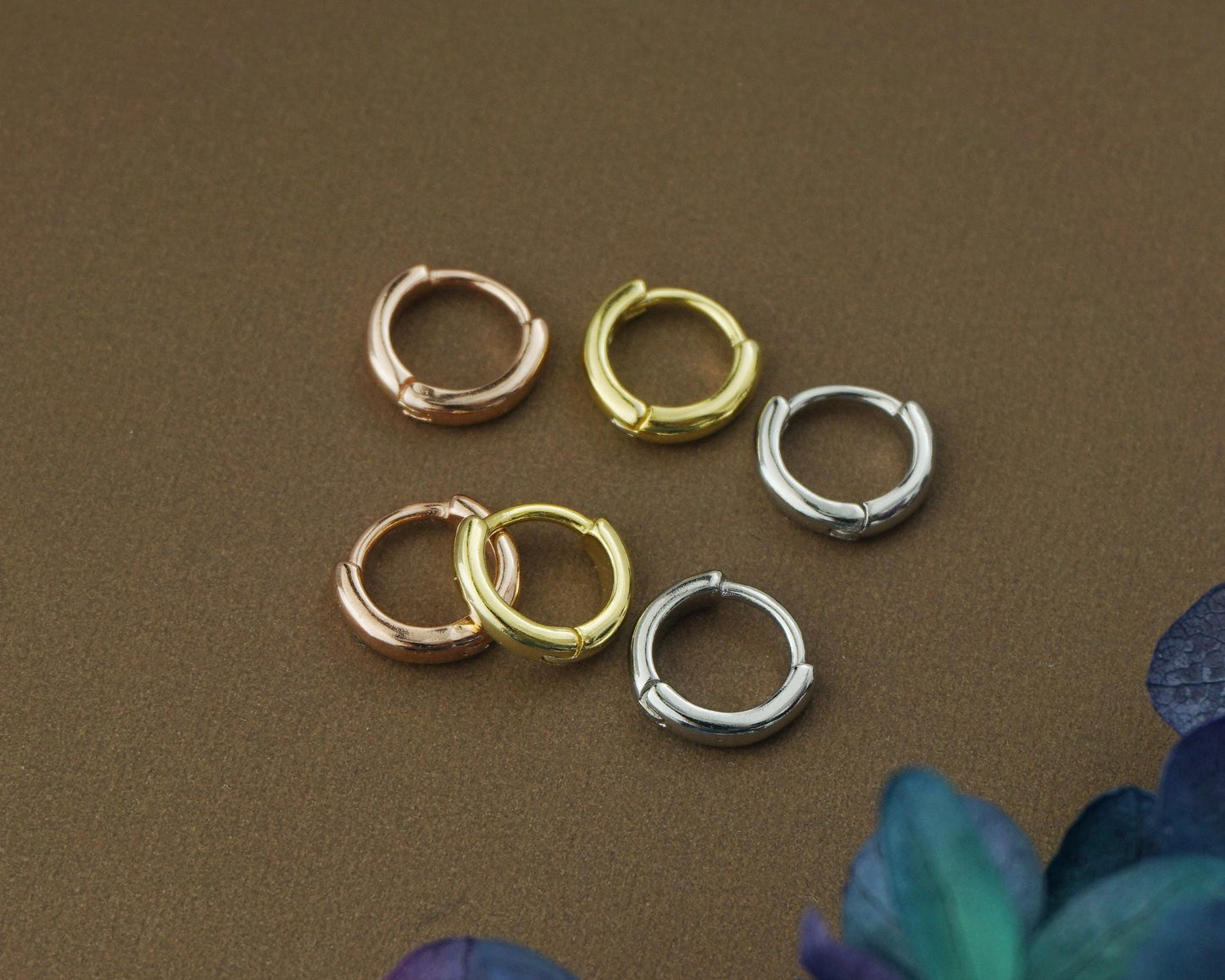 Extra Tiny 6mm Sterling Silver Hoop Earring in Rhodium, Rose Gold or 18ct Gold Plated, Simple Dainty Helix Stacking Jewelry