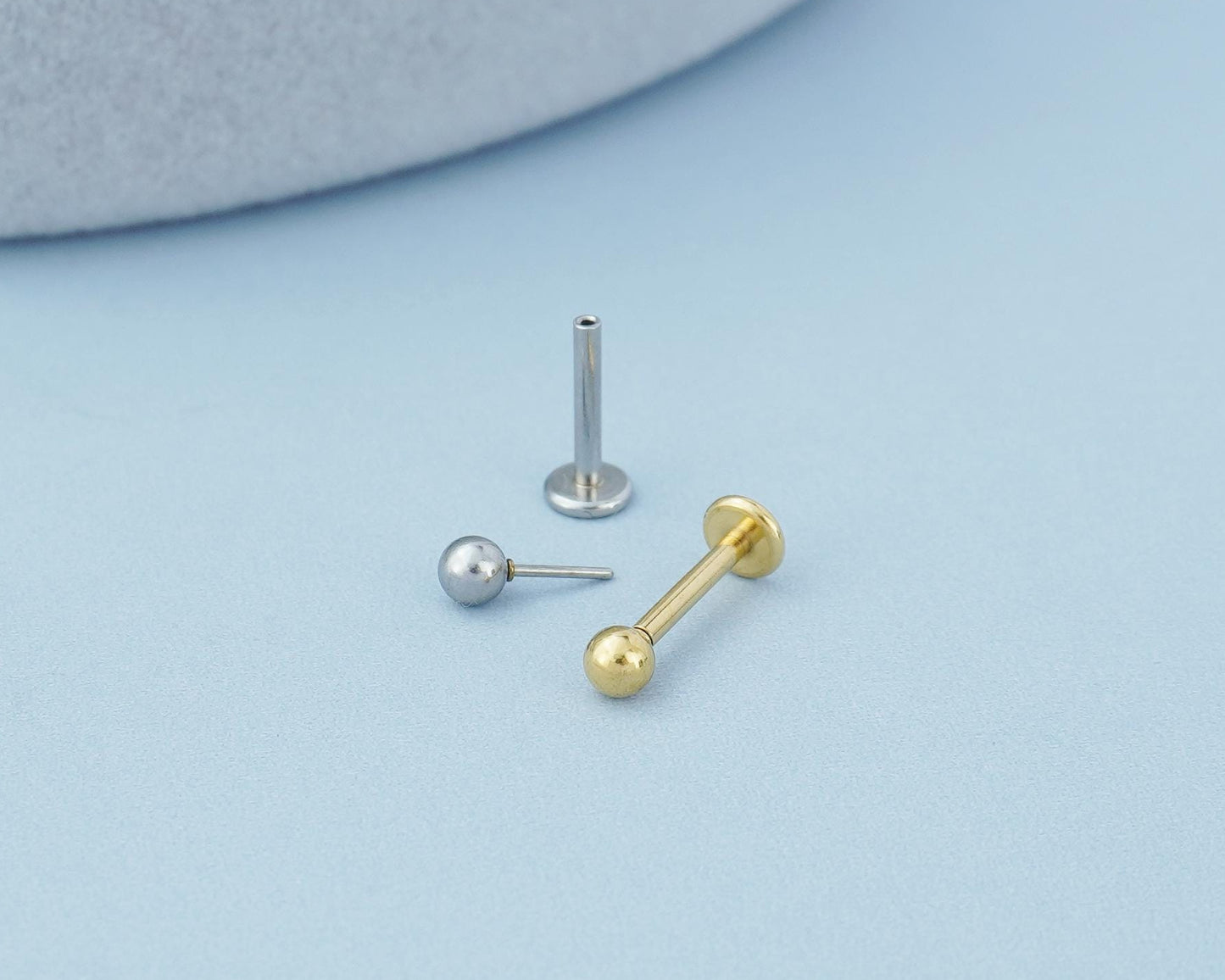 1 pc of Tiny Stainless Steel Ball Shape Push-in Stud Earring in Steel or Golden Finish, 3 Sizes