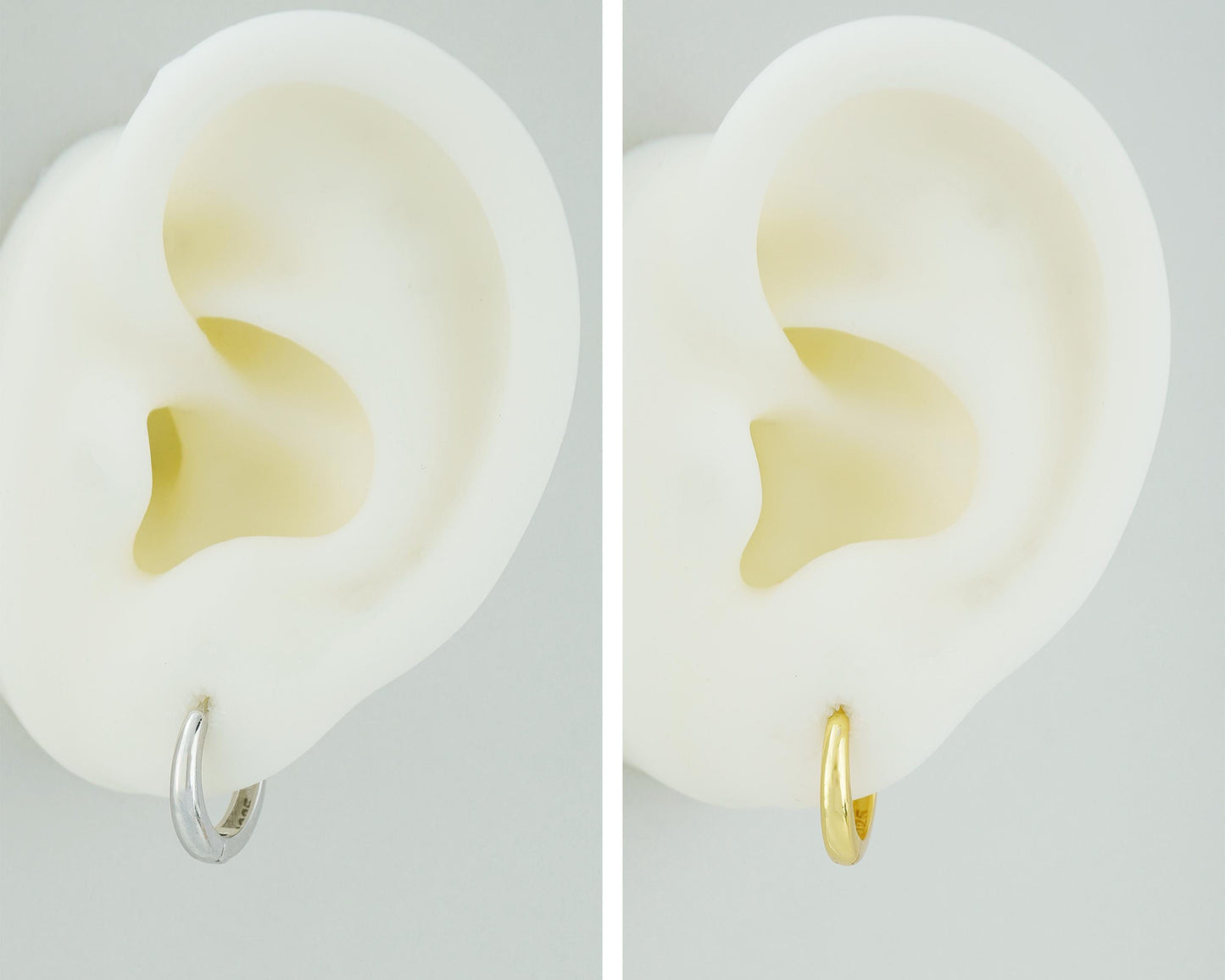 Pair of Skinny Round Edged Huggie Hoop Earrings in Sterling Silver or 18ct Gold Plated