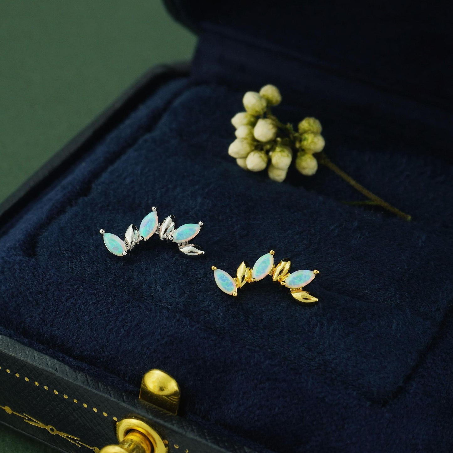 1 pc of Push Pin F136 Titanium Marquise Opal Cluster Flat Back Stud Earring, 16 Gauge 6mm/8mm Post