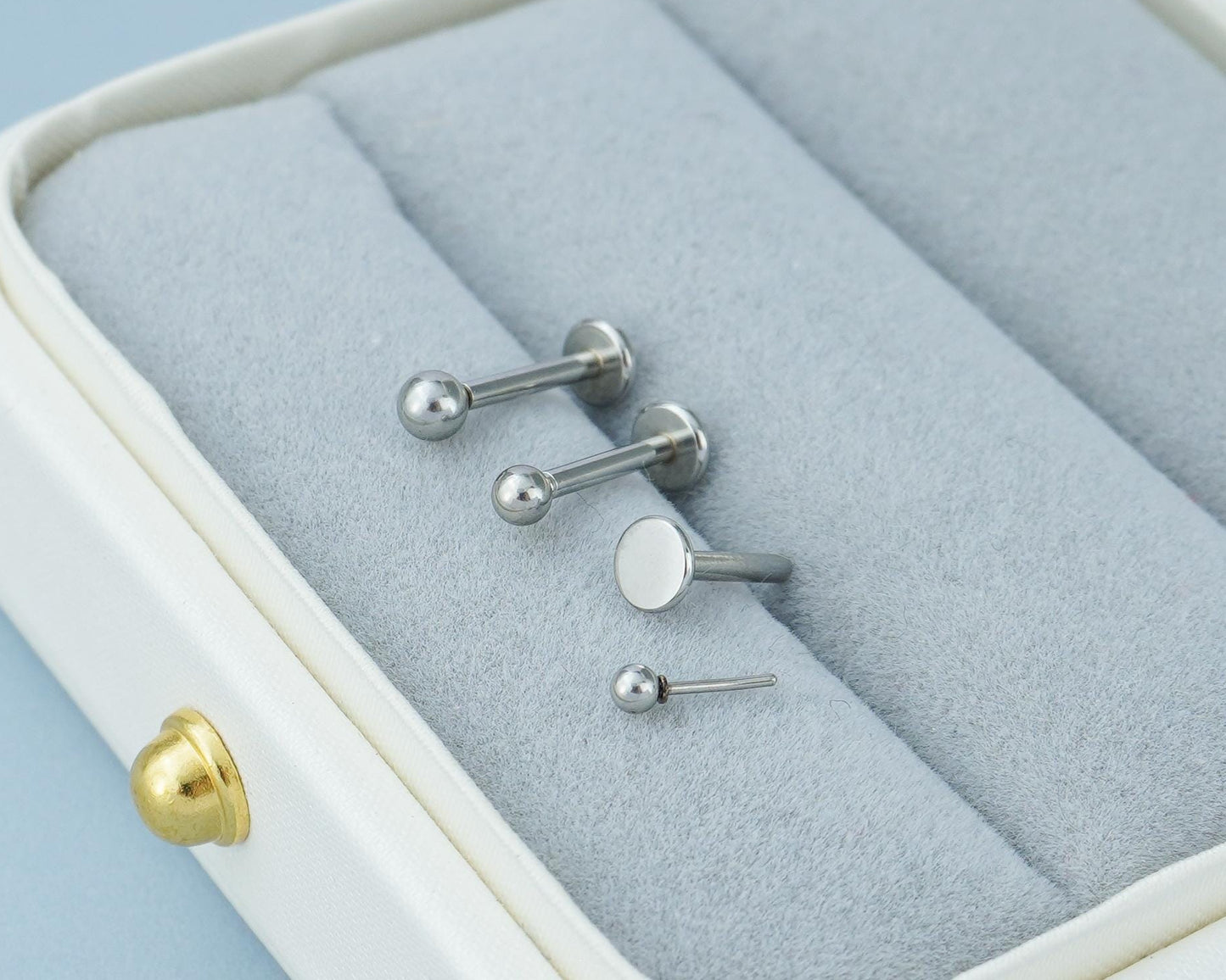 1 pc of Tiny Stainless Steel Ball Shape Push-in Stud Earring in Steel or Golden Finish, 3 Sizes