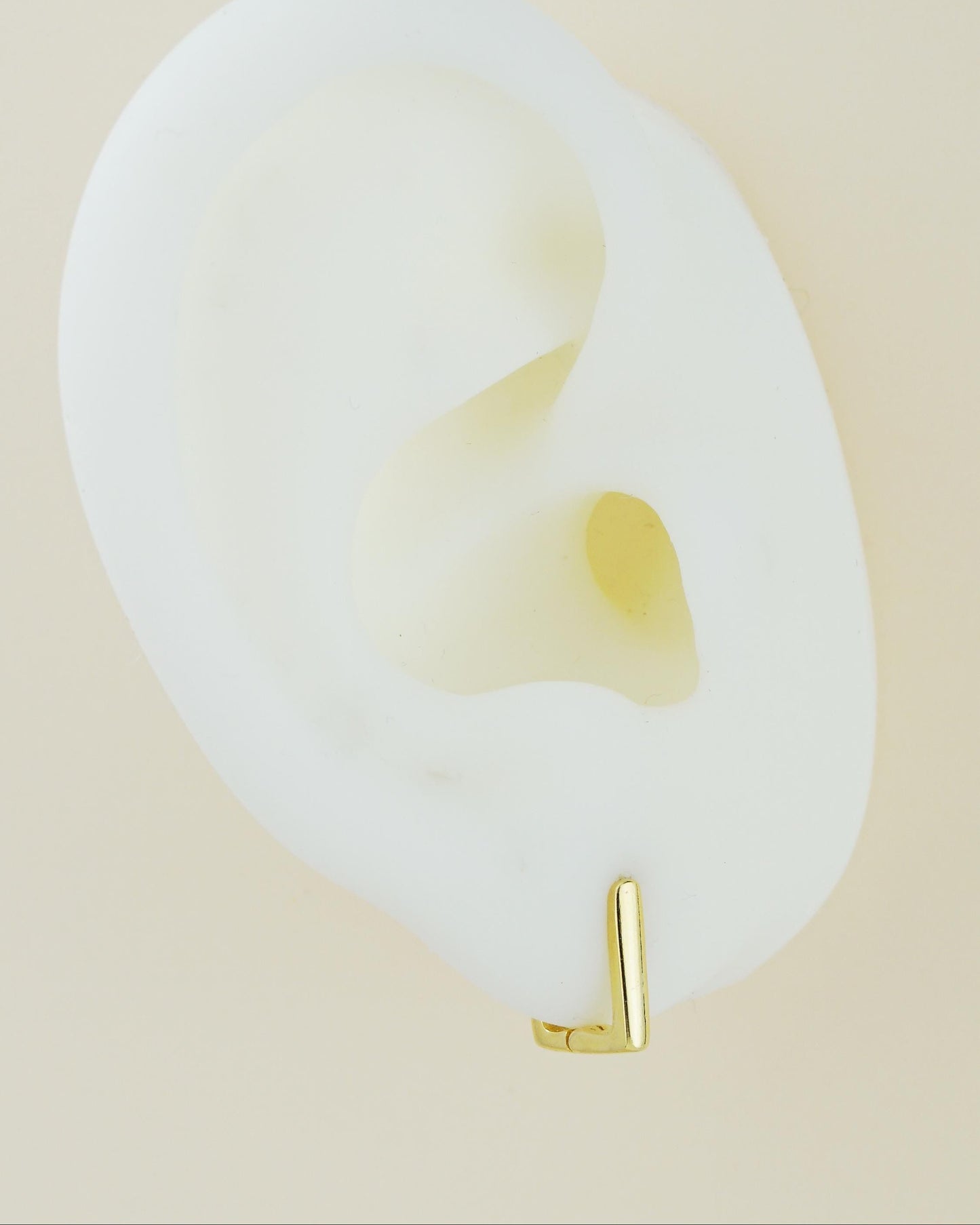 Pair of Tiny Snug Fit Minimal Square Link Huggie Hoops in 925 Sterling Silver or Plated Gold