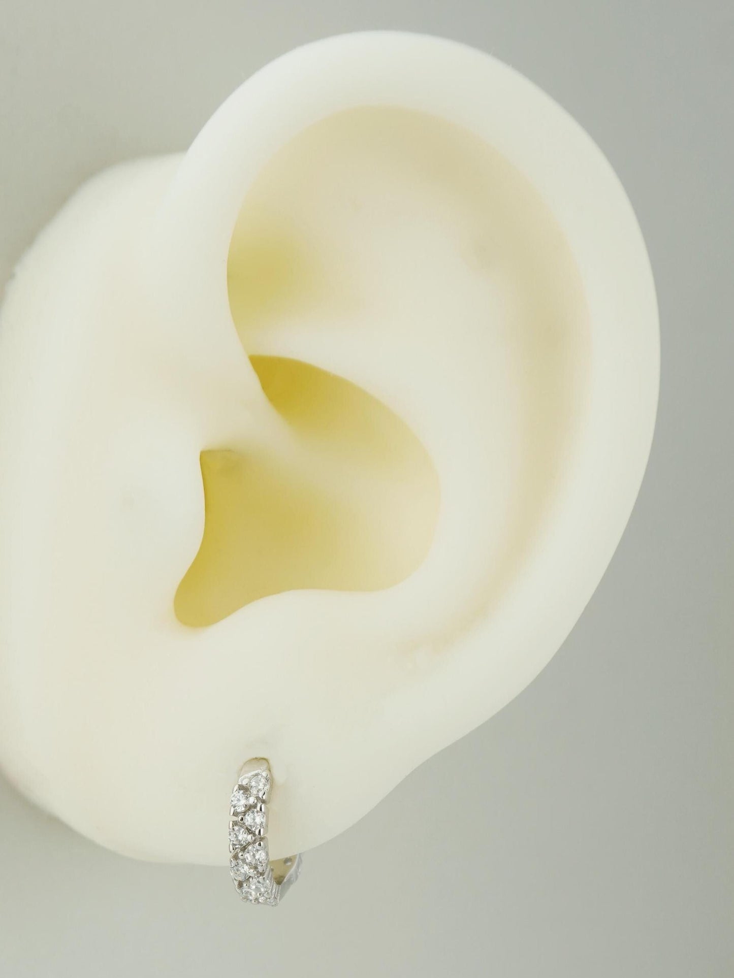 Pair of Statement CZ Huggie Hoop Earrings in Sterling Silver or 18ct Plated Gold, Elegant Sparkly Crystal Gem Ear Jewelry