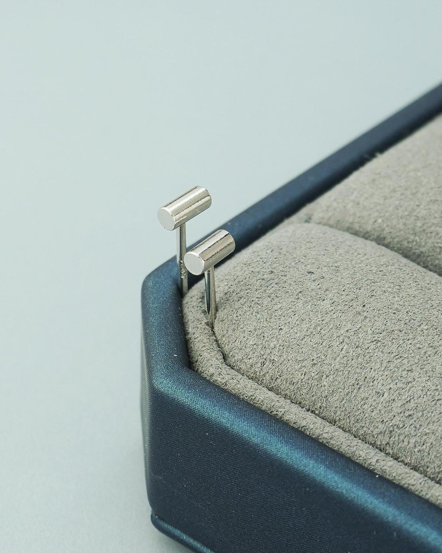 Pair of Tiny Sterling Silver 4mm Geometric Cylinder Tube Short Bar Stud Earrings