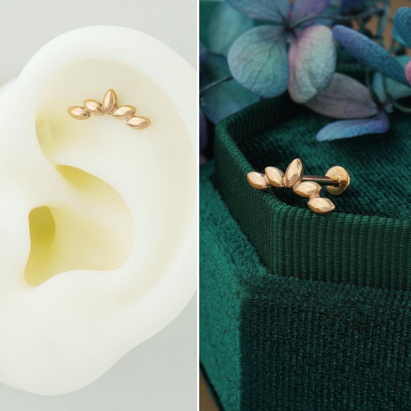 1 pc of Marquise Cluster Stainless Steel Flat Screw Back Stud Earring in Steel, Gold, Black or Rose Gold, 16 Gauge 6mm/8mm Post