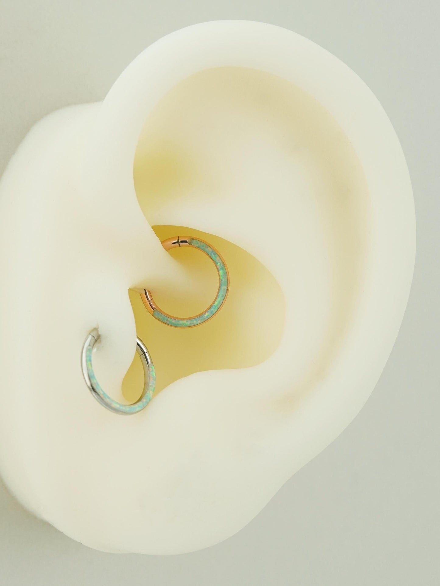 1 pc of 16G Hinged Opal Daith Ring, Stainless Steel Earring Hoop, 4 Colors, Helix Cartilage Segment Clicker, Nose Septum Piercing Jewelry