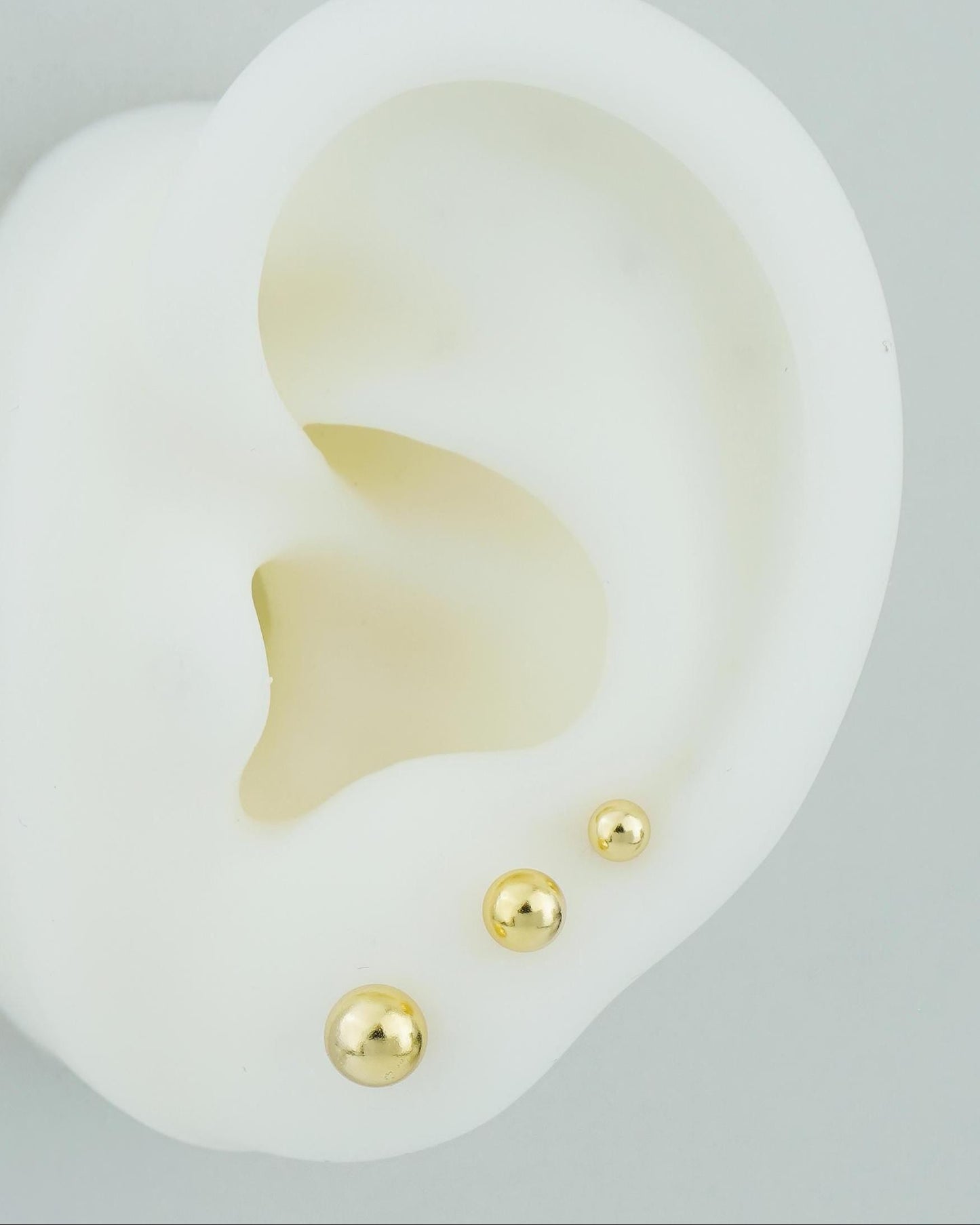 Pair of Little Ball Stud Earrings, 3/4/5mm Round Sphere in Sterling Silver or 14ct Plated Gold