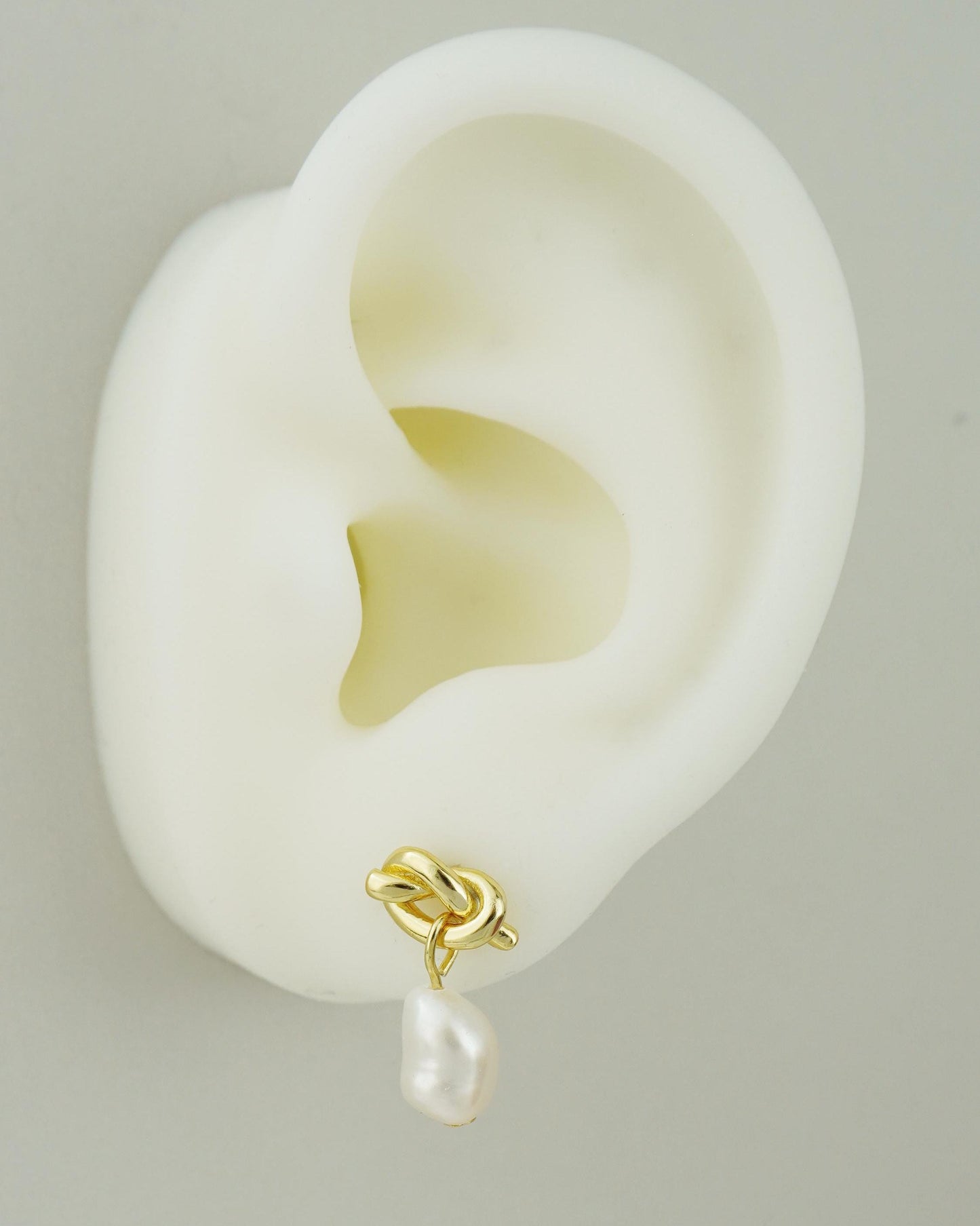 Pair of Natural Freshwater Baroque Pearl Stud Earrings in Sterling Silver, Rose or 18ct Gold Plated, Love Knot Wedding Bridesmaid Gift