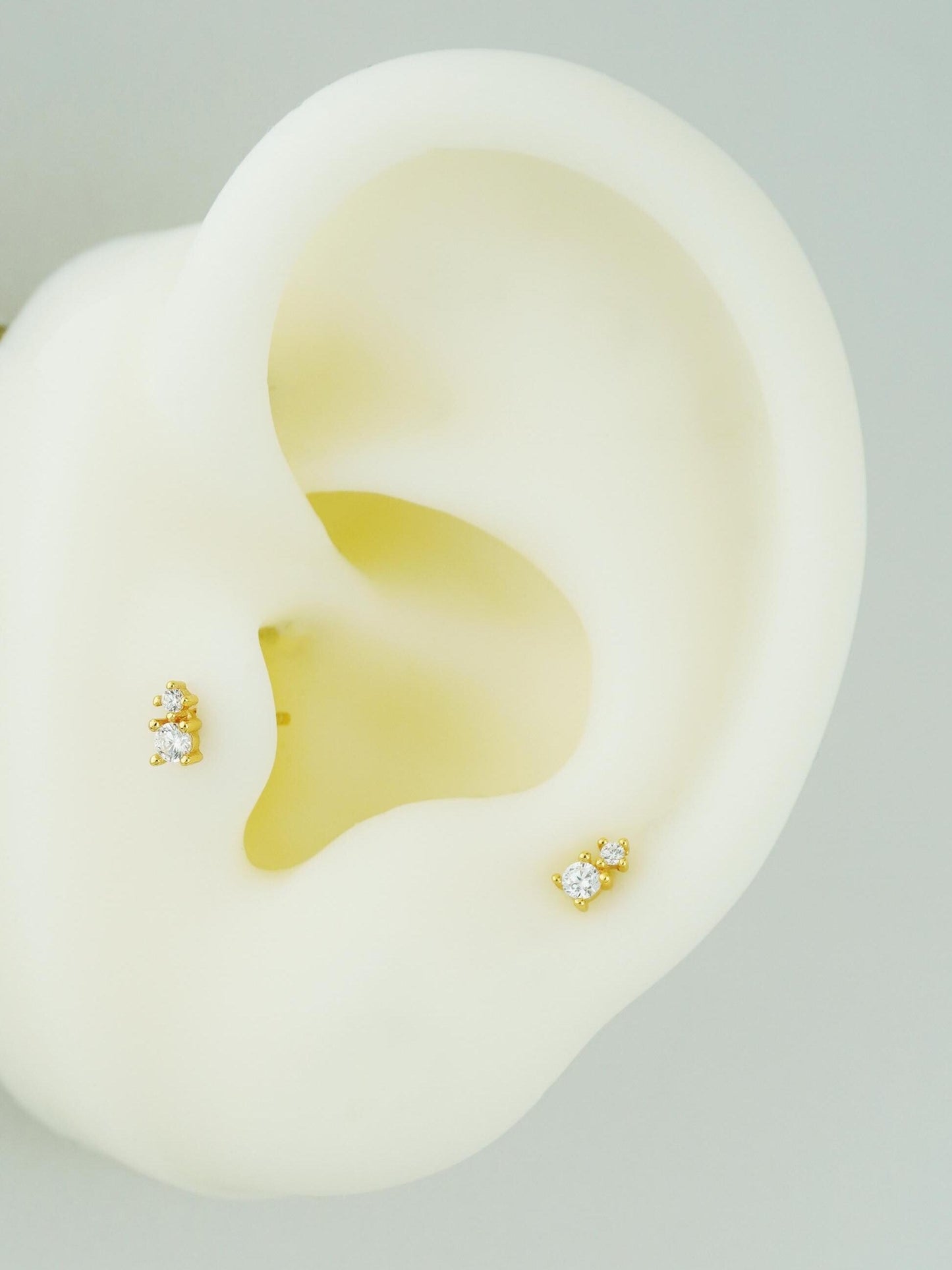 Pair of Tiny CZ Stud Earrings in Sterling Silver or 18ct Plated Gold