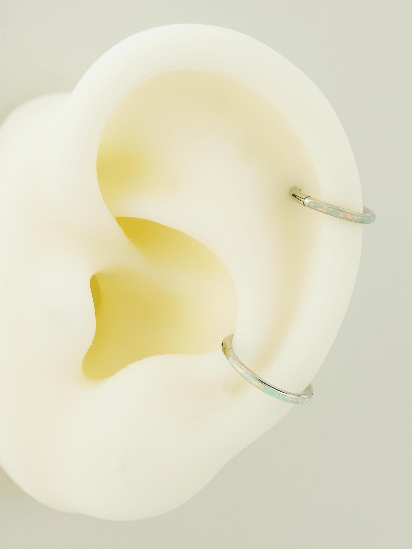 1 pc of 16G Hinged Opal Conch Ring, Stainless Steel Earring Hoop, 4 Colors, Helix Cartilage Segment Clicker, Nose Septum Piercing Jewelry