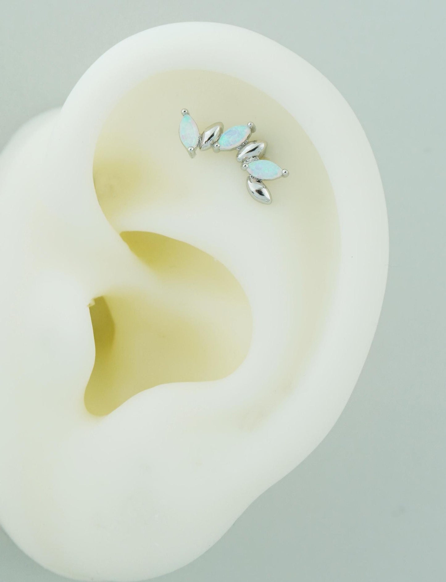 1 pc of Push Pin F136 Titanium Marquise Opal Cluster Flat Back Stud Earring, 16 Gauge 6mm/8mm Post