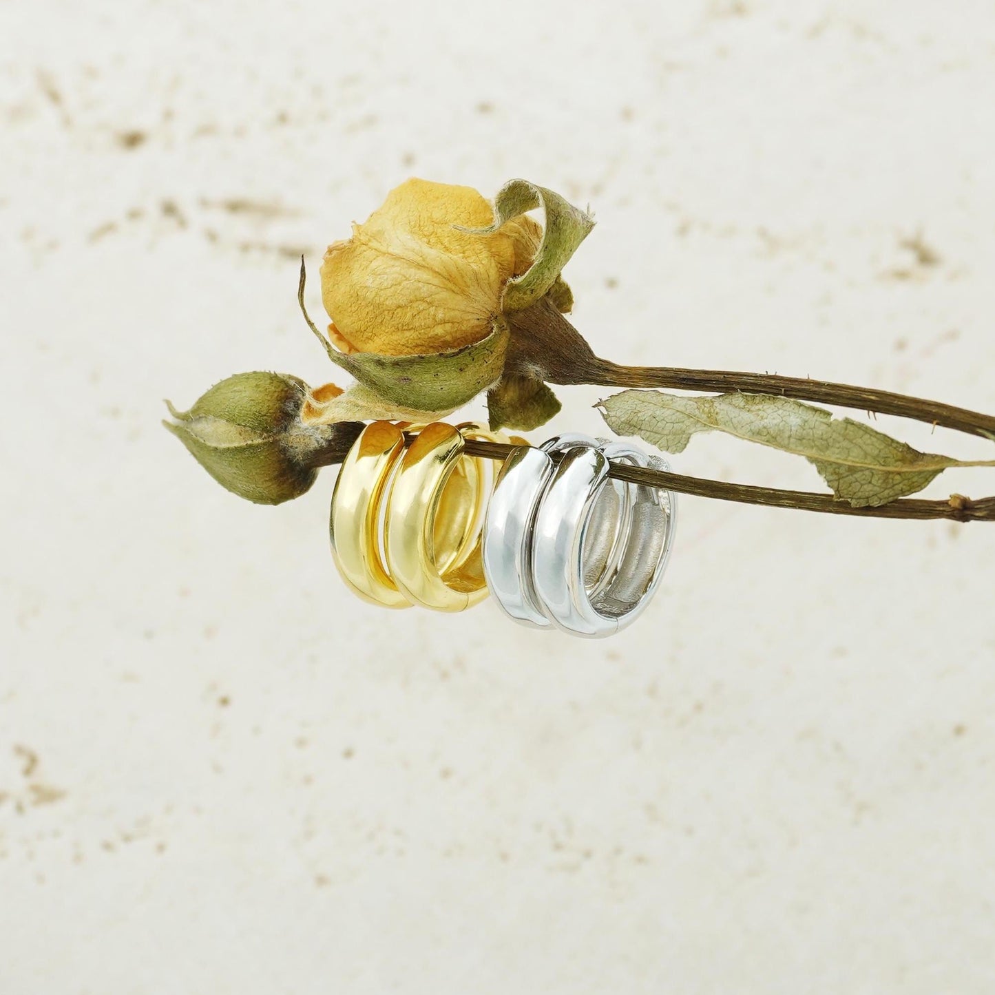 Pair of Chunky Huggie Hoop Earrings, 4 Loop Sizes in Sterling Silver or Plated Gold, Chubby Ear Stacking Jewelry, 6/7/8/9mm