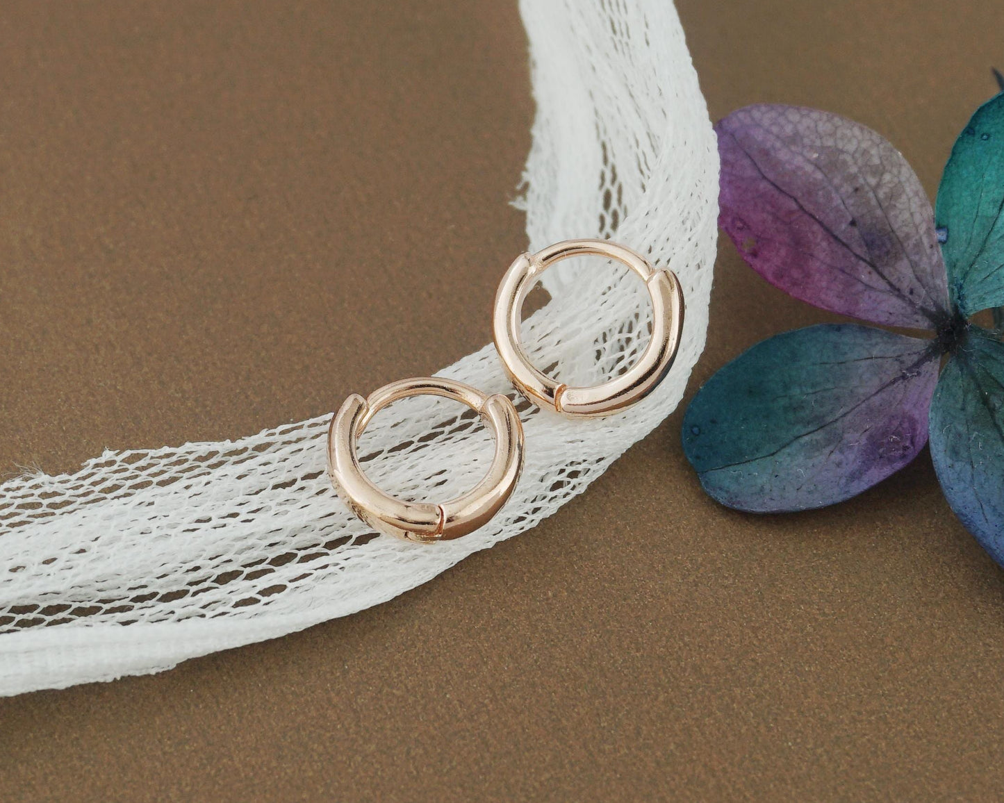 Extra Tiny 6mm Sterling Silver Hoop Earring in Rhodium, Rose Gold or 18ct Gold Plated, Simple Dainty Helix Stacking Jewelry
