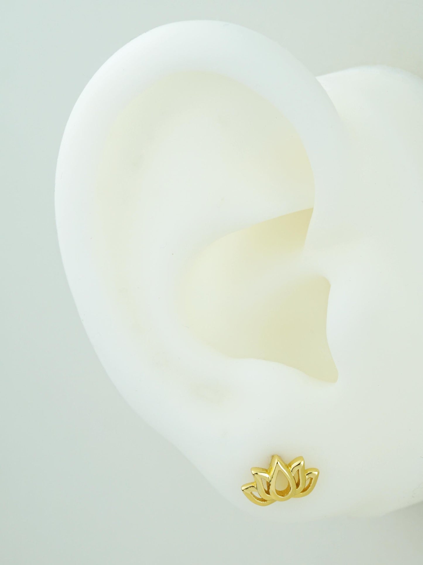Pair of Tiny Lotus Flower Stud Earrings in 18ct Gold Plated over Sterling Silver