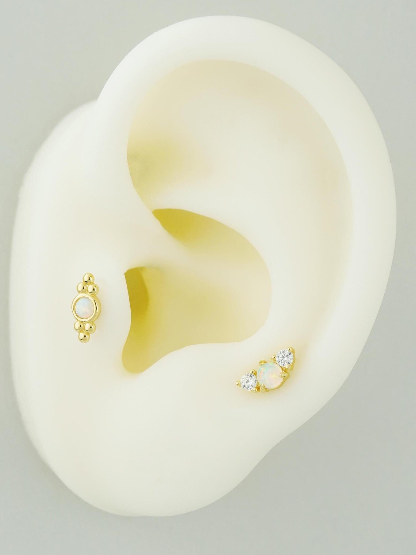 1 pc of Fire Opal Stud Earring in Gold Plated over Sterling Silver, Tiny Gem Delicate Earlobe Cartilage Tragus Piercing Jewelry