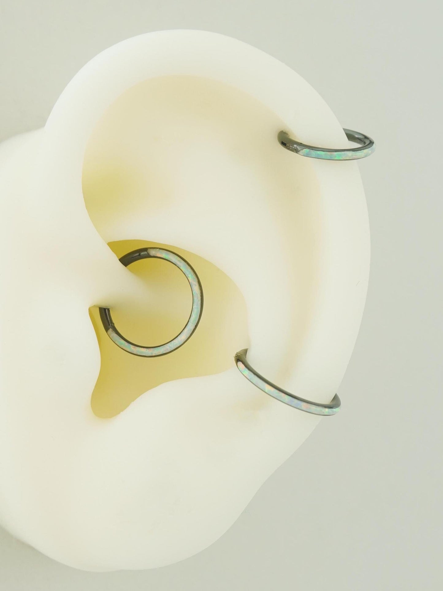 1 pc of 16G Hinged Opal Daith Ring, Stainless Steel Earring Hoop, 4 Colors, Helix Cartilage Segment Clicker, Nose Septum Piercing Jewelry