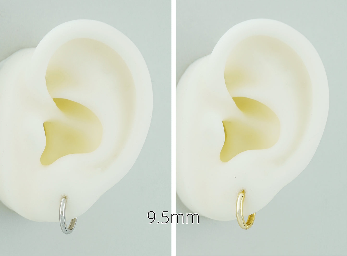 Pair of Tiny Round Edge Sterling Silver Huggie Hoop Earrings in Rhodium or 18ct Gold Plated, 2 Sizes