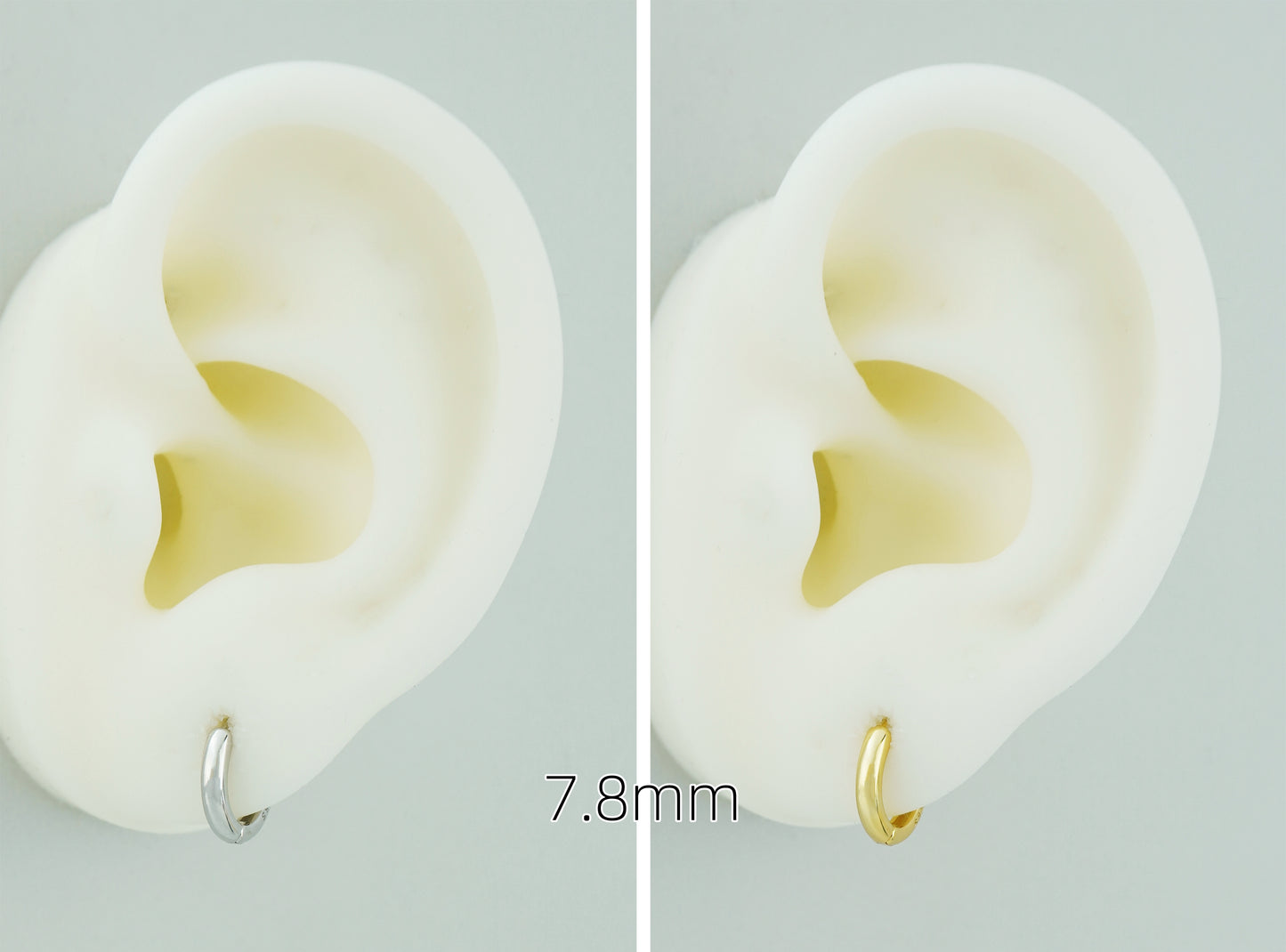 Pair of Tiny Round Edge Sterling Silver Huggie Hoop Earrings in Rhodium or 18ct Gold Plated, 2 Sizes